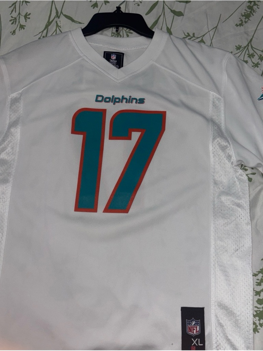 NFL Miami Dolphins White Jersey #17 with Teal and Orange Accents